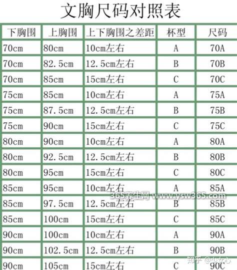 胸围尺码表尺寸,教你测量你的胸围尺寸大小